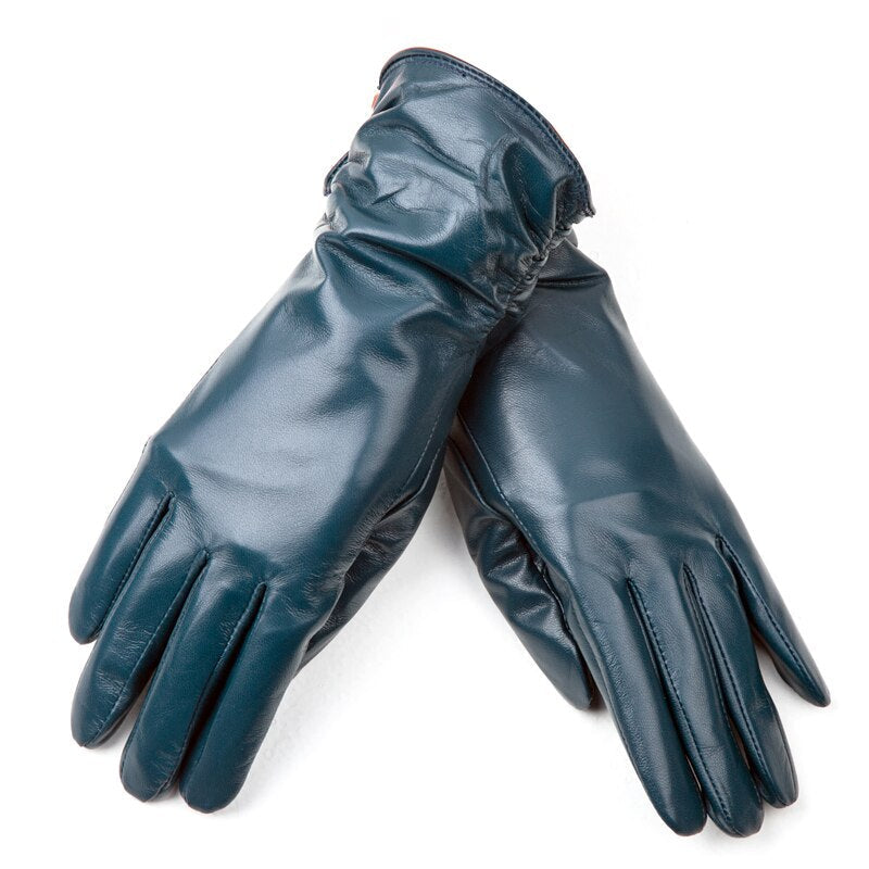 Women Genuine sheepskin Leather colour gloves