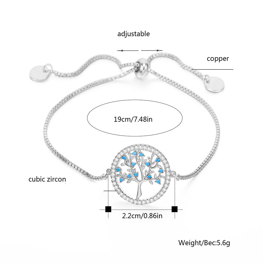 Accessories Women CZ Tree of Life Charm Bangle Bracelet