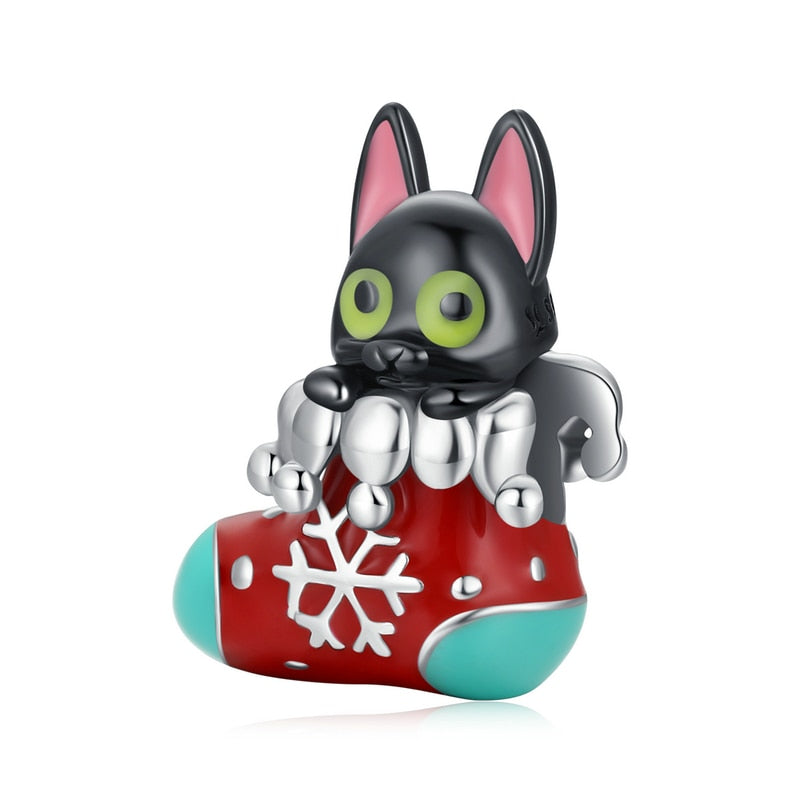 Sterling Silver 925 Zirconia Beads Cat Charms