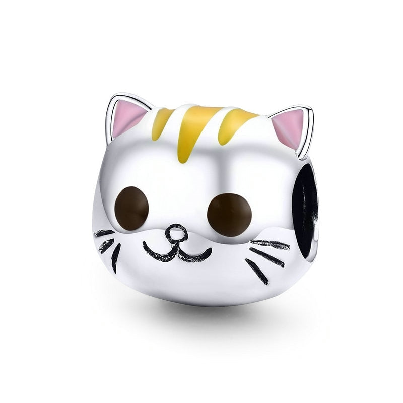 Sterling Silver 925 Zirconia Beads Cat Charms