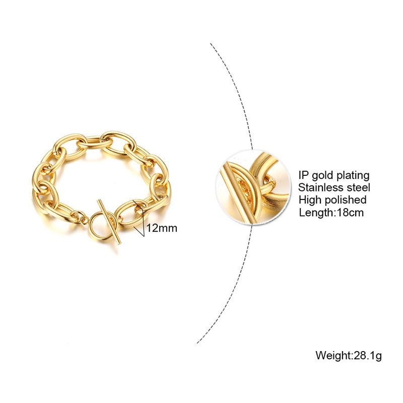 Accessories Women Stainless Steel Chunky Curb Link Bracelet