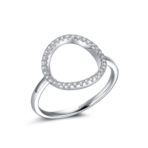 Sterling Silver 925 Hollow White And Rose Gold Cubic Zirconia Ring