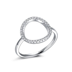Sterling Silver 925 Hollow White And Rose Gold Cubic Zirconia Ring