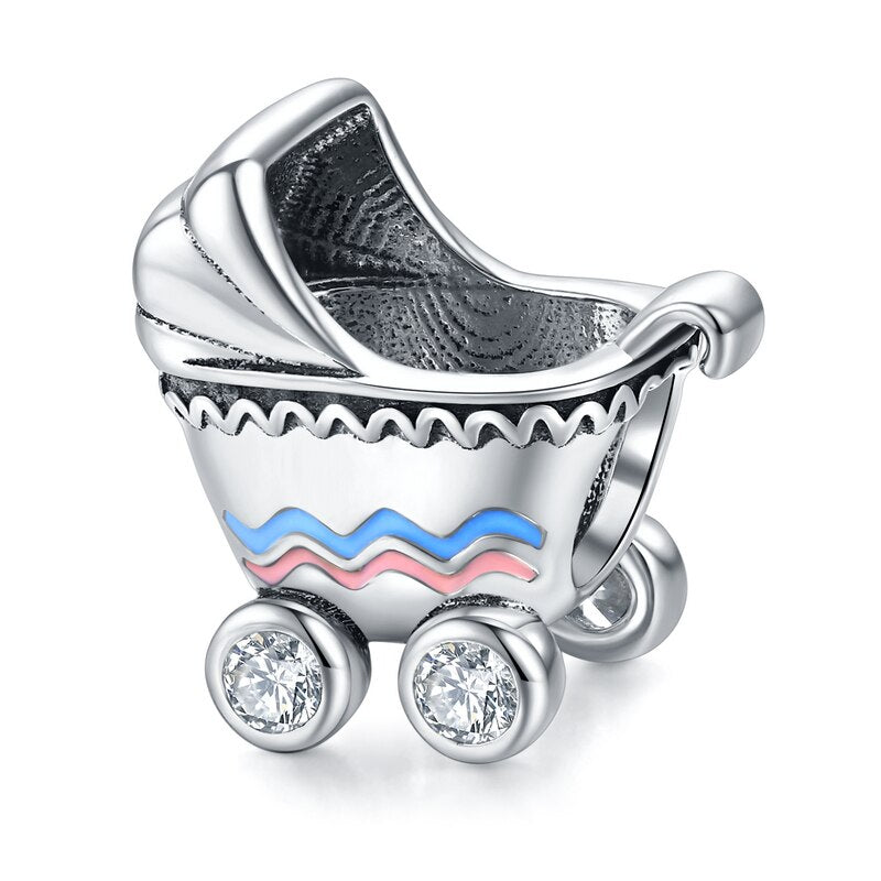 Sterling Silver 925 Colorful Enamel Pendant Car Charms