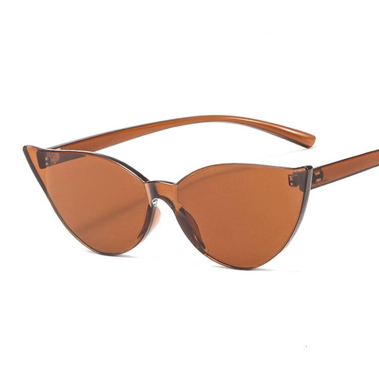 Woman Rimless Design Cat Eye Sunglasses