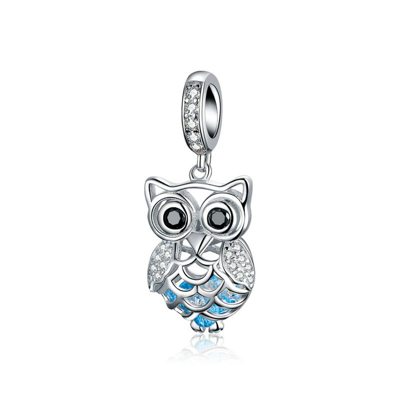Sterling Silver 925 Crystal Owl Animal Charms
