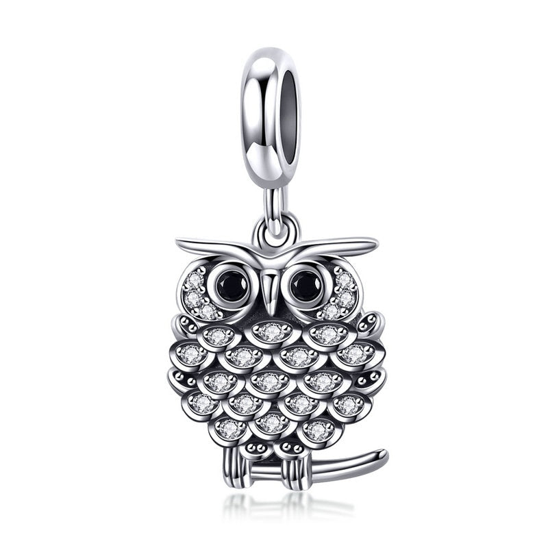 Sterling Silver 925 Crystal Owl Animal Charms