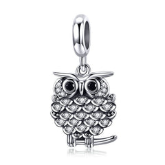 Sterling Silver 925 Crystal Owl Animal Charms