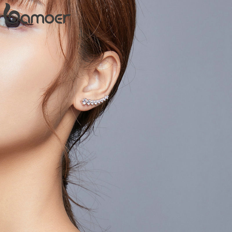 Sterling Silver 925 Stone Star Long Stud Earrings