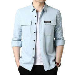 Men Casual 100% Cotton Long Sleeve Shirt