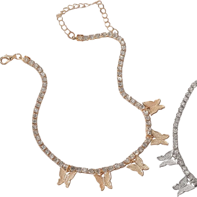 Women Crystal Butterfly Choker Pendant