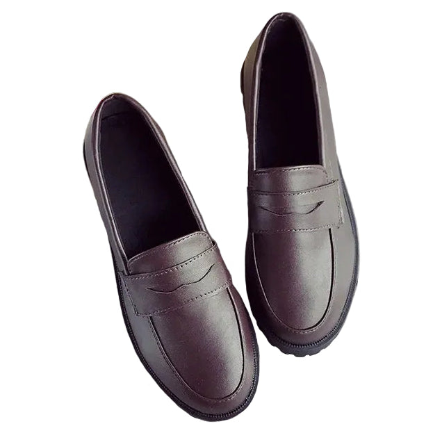 Women Casual Leather Oxfords Slip on Platforms