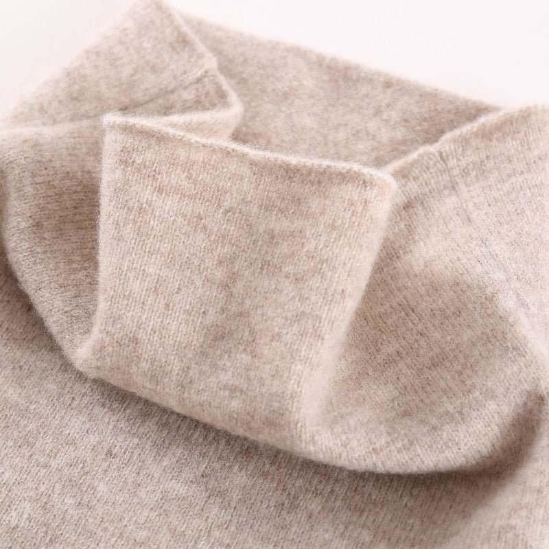 Women 100% Pure Wool Pile Neck Knit Pullover