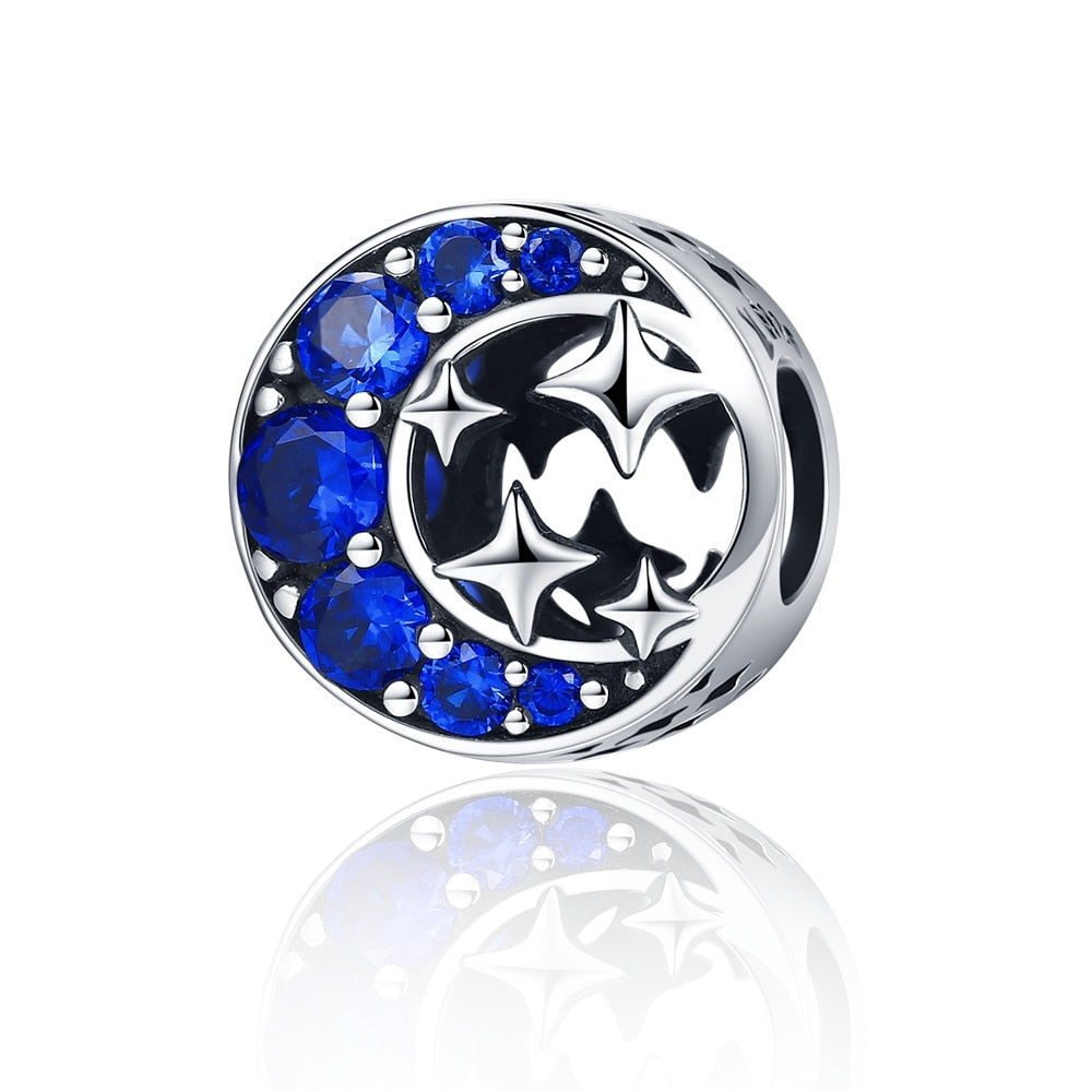 Sterling Silver 925 Blue Charms Beads Fit Bracelets