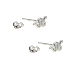 Sterling Silver 925 Delicate Snake Stud Earrings