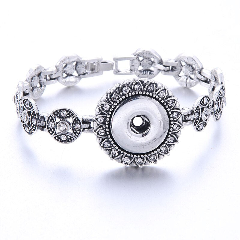 Women  Adjustable Chain Metal Snap Buttons Bracelet