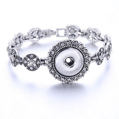 Women  Adjustable Chain Metal Snap Buttons Bracelet