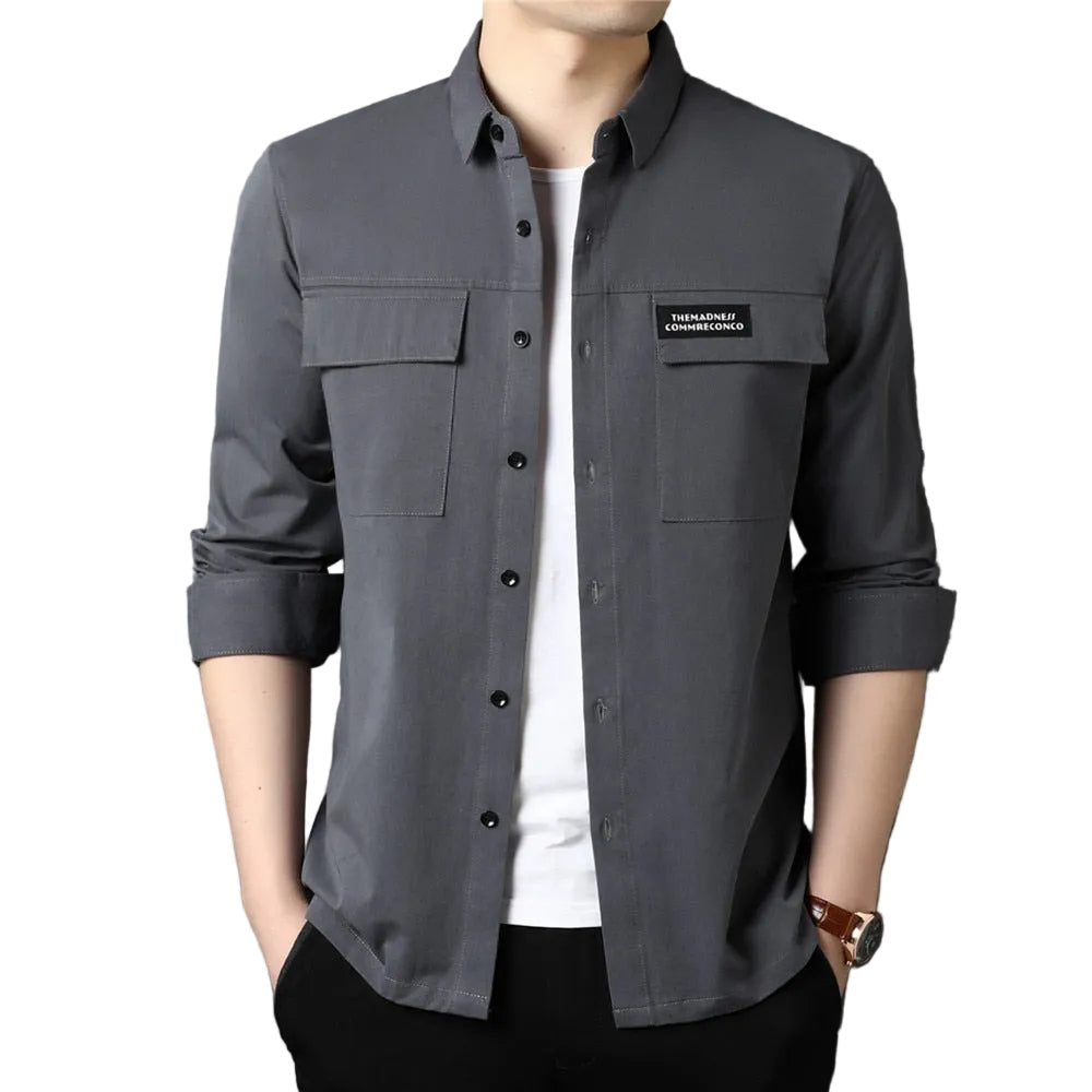 Men Casual 100% Cotton Long Sleeve Shirt