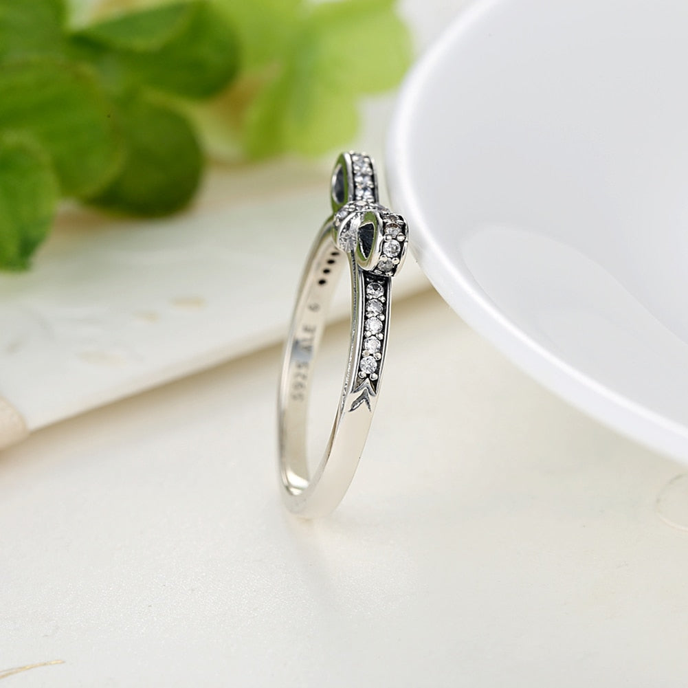 Sterling Silver 925 Sparkling Bow Knot Ring