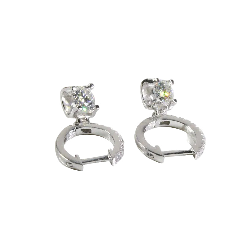 Sterling Silver 925  Dazzling Moissanite Dangler Drop Earrings