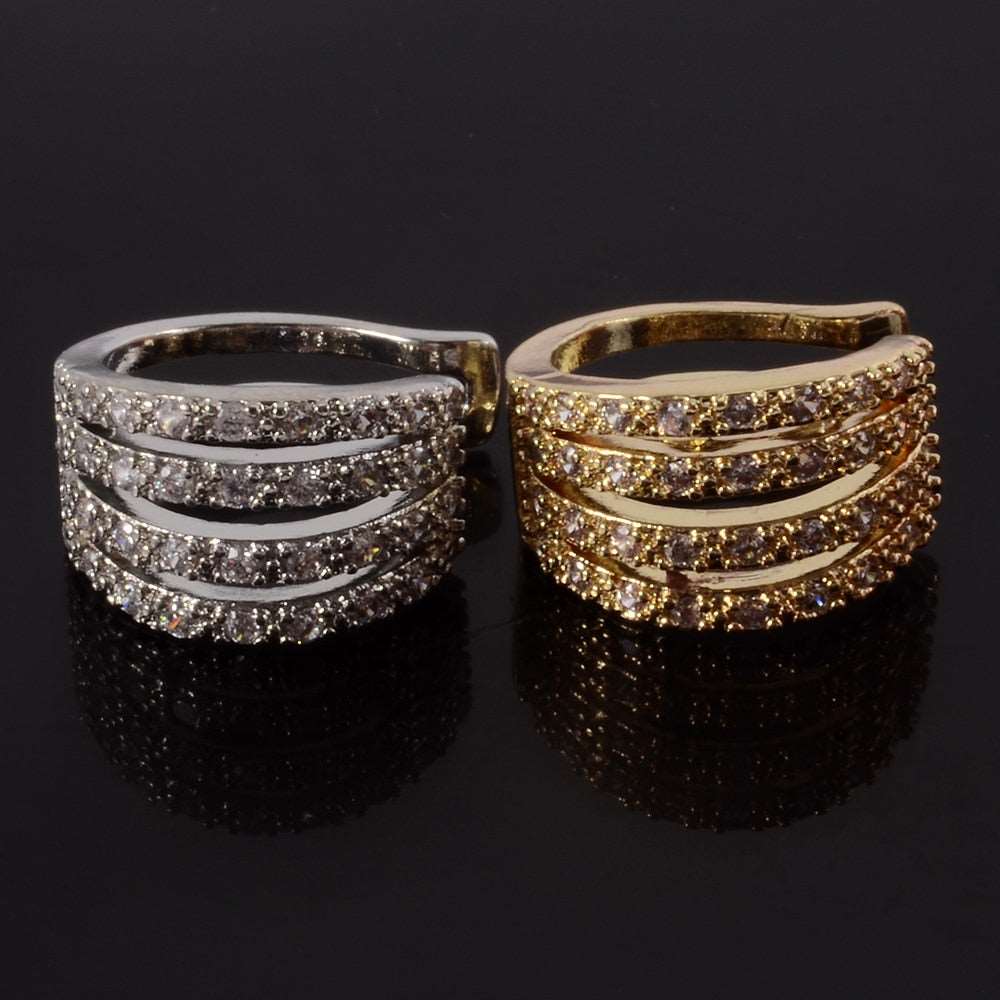 1PC Gold & Silver Color Ear Cuff Micro Pave CZ Zircon No Hole Non-Pieced Fake Piercing Small Sized Girl Clip Earring Jewelry
