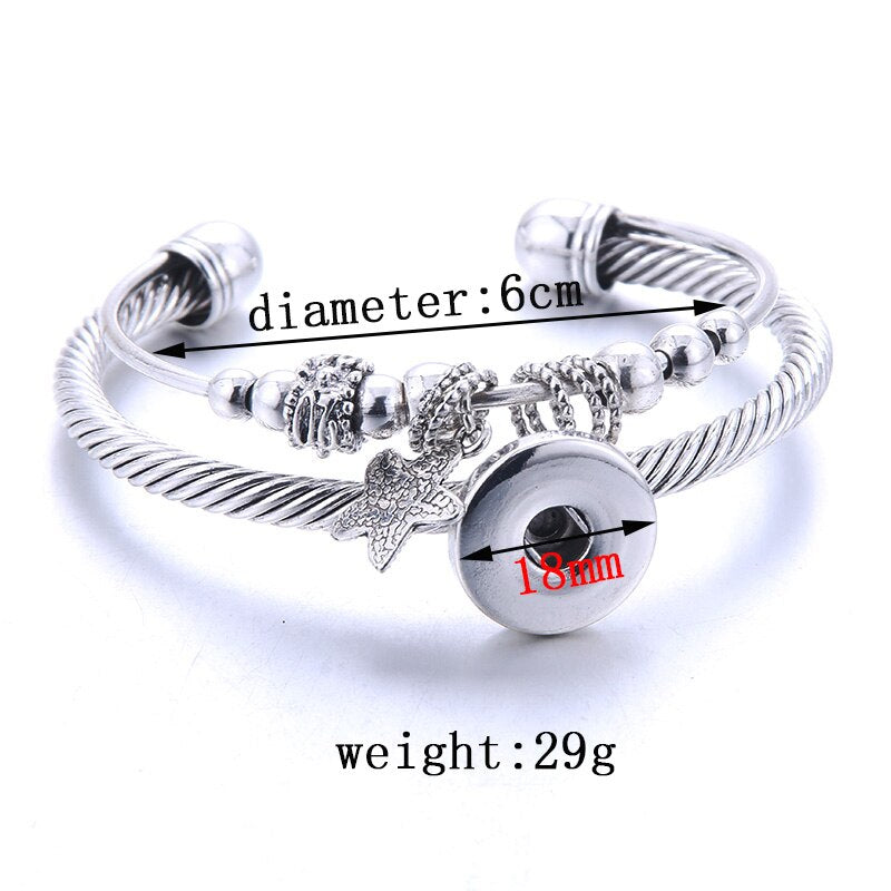 Women  Adjustable Chain Metal Snap Buttons Bracelet
