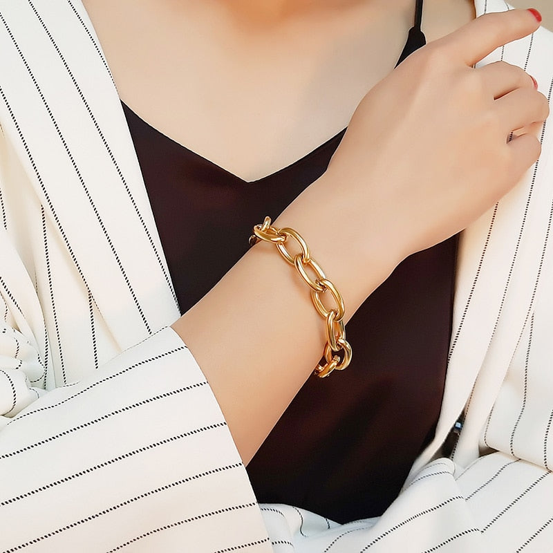 Accessories Women Stainless Steel Chunky Curb Link Bracelet
