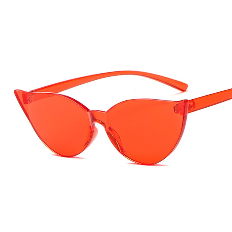 Woman Rimless Design Cat Eye Sunglasses