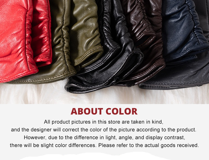 Women Genuine sheepskin Leather colour gloves
