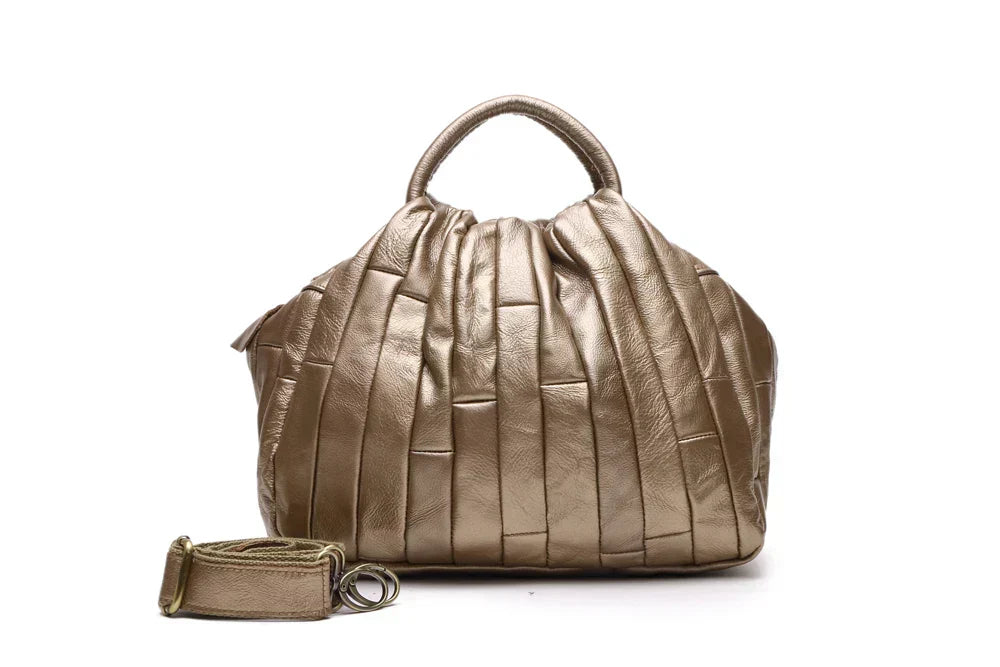 Women Elegant Genuine Cowhide Handmade Cross Body Tote Bags