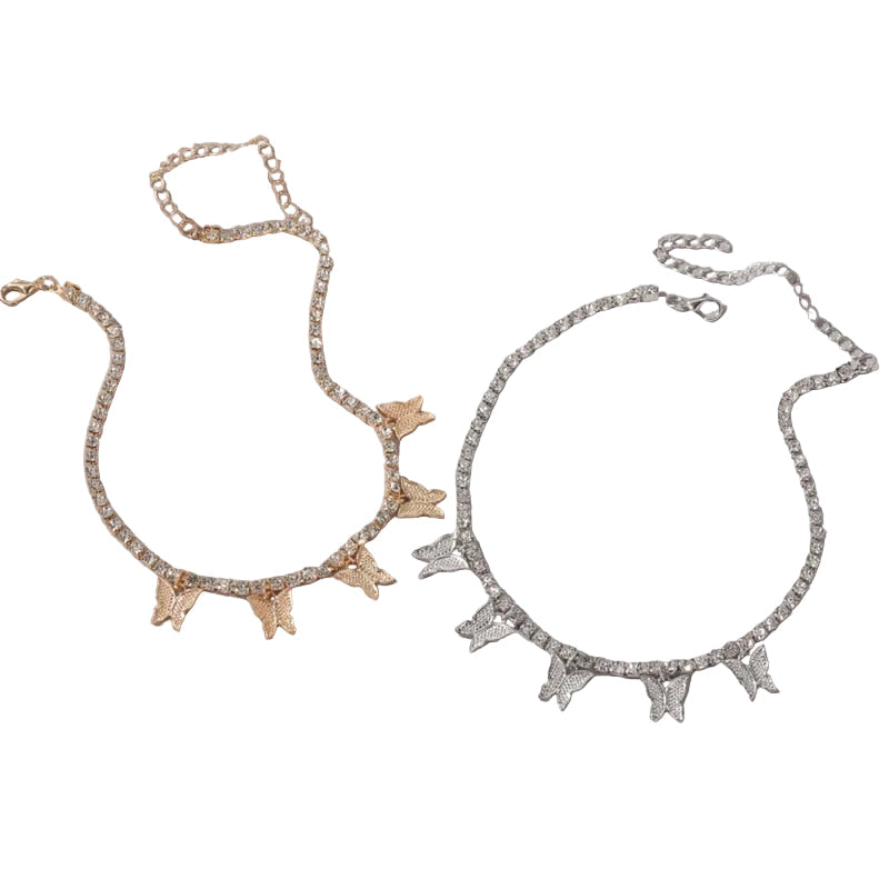 Women Crystal Butterfly Choker Pendant