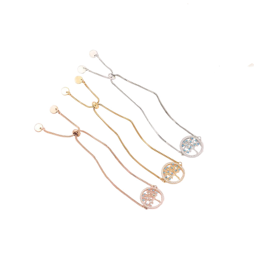 Accessories Women CZ Tree of Life Charm Bangle Bracelet