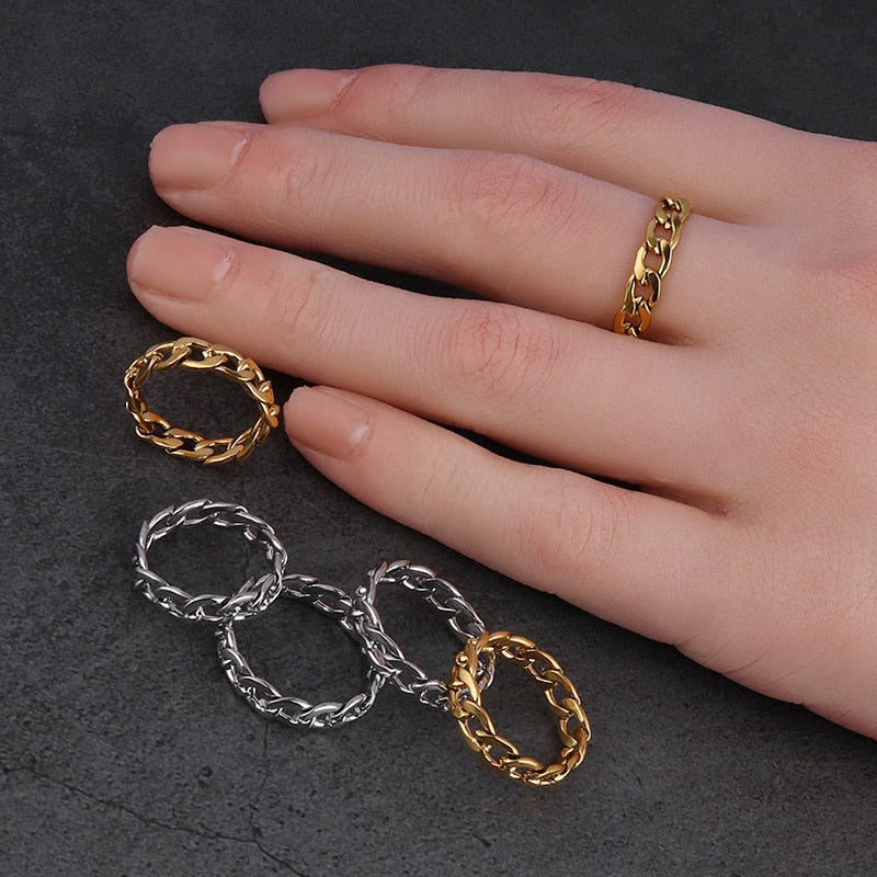 Accessories Unisex Stainless Steel Link Rings
