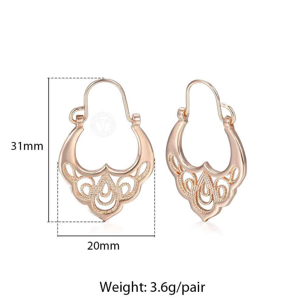 Woman Rose Gold Zircon Dangle Ball Earrings