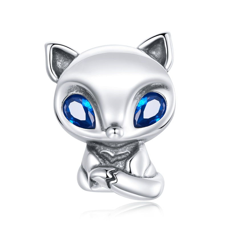 Sterling Silver 925 Zirconia Beads Cat Charms