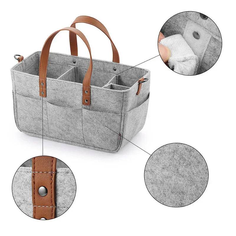 Baby Felt Storage Nursery Organizer Basket with Handle