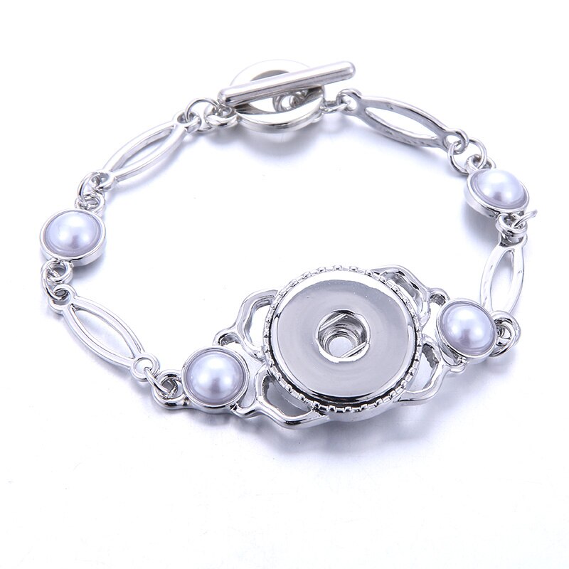 Women  Adjustable Chain Metal Snap Buttons Bracelet