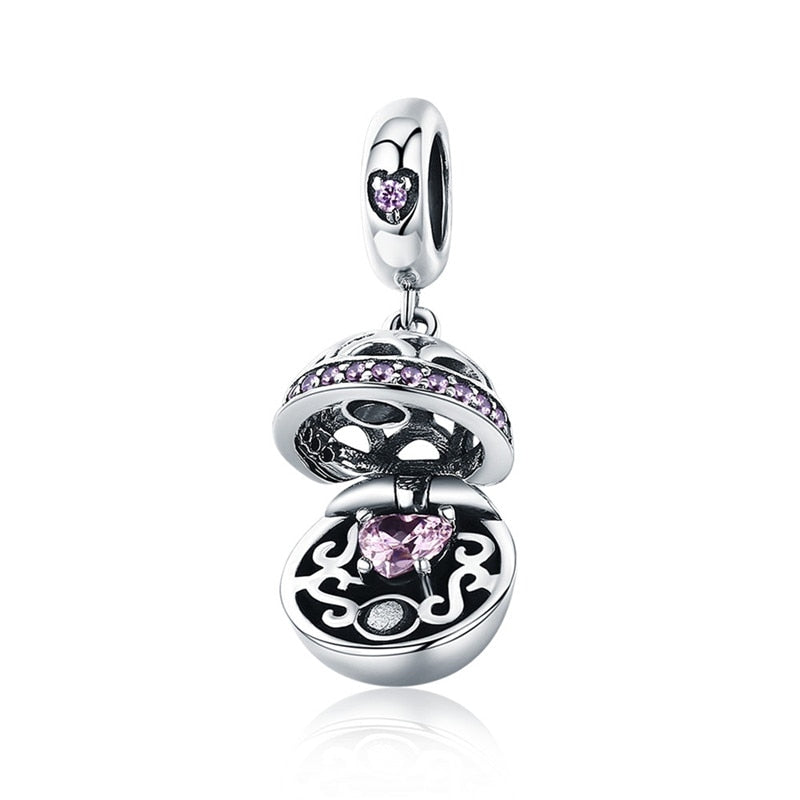 Sterling Silver 925 Gift Box Dangle Ball Charm Pendant