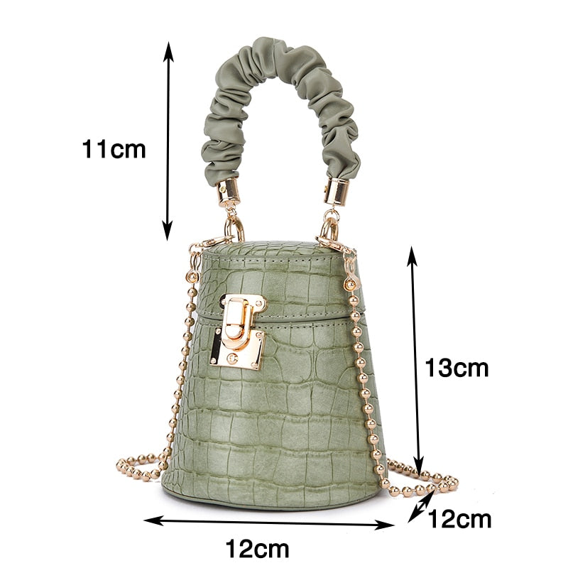 Women Crocodile Pattern Small Bucket Crossbody Bag