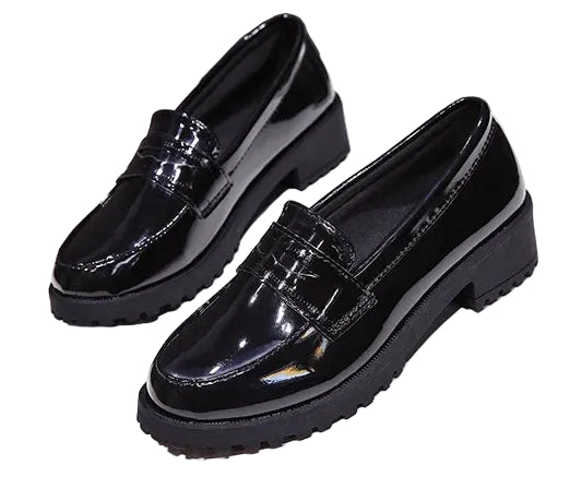 Women Casual Leather Oxfords Slip on Platforms