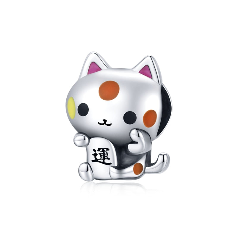 Sterling Silver 925 Zirconia Beads Cat Charms