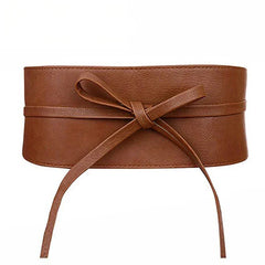 Women Bowknot Faux Leather Wrap Waistband Belt