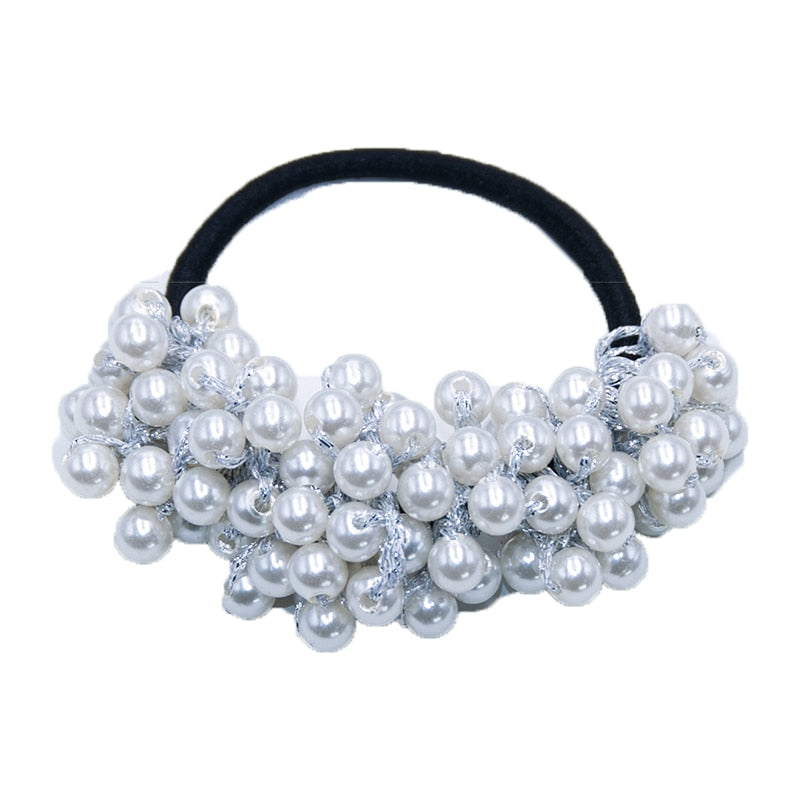 Woman Accessories Elegant Pearl Beads Scrunchies