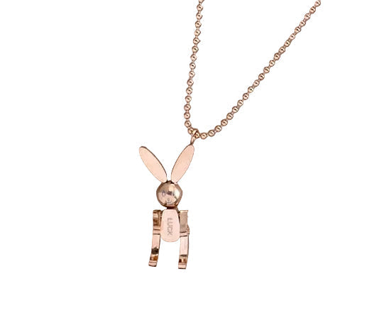 Woman Titanium Steel Rabbit Pendant Necklace