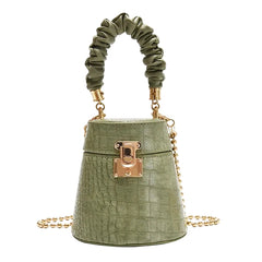 Women Crocodile Pattern Small Bucket Crossbody Bag