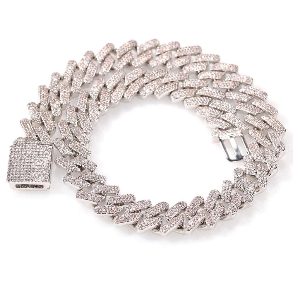 18mm Cubic Zircon 3rows Cubans Link Necklace  Gold  Plated Luxury Copper Micro Paved CZ Cuban Chain 16/18/20inch