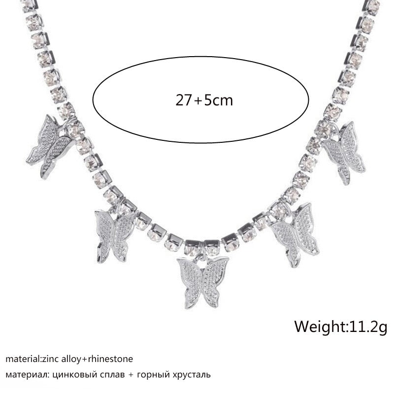 Women Crystal Butterfly Choker Pendant