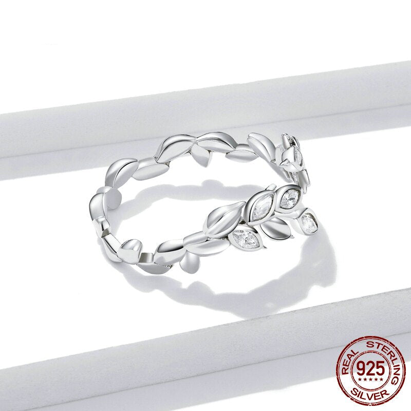 Sterling Silver 925 Shining Wheat Leaves Ring