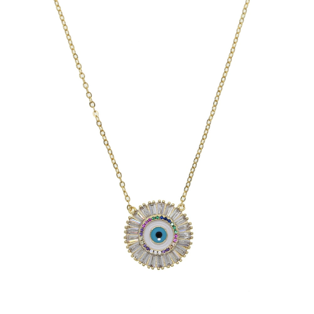 Accessories Turkish Evil Eye Round Stone Pendant Necklace