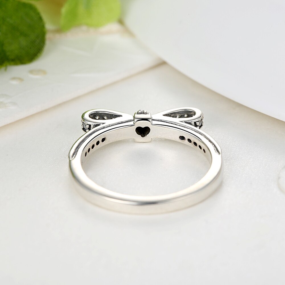 Sterling Silver 925 Sparkling Bow Knot Ring